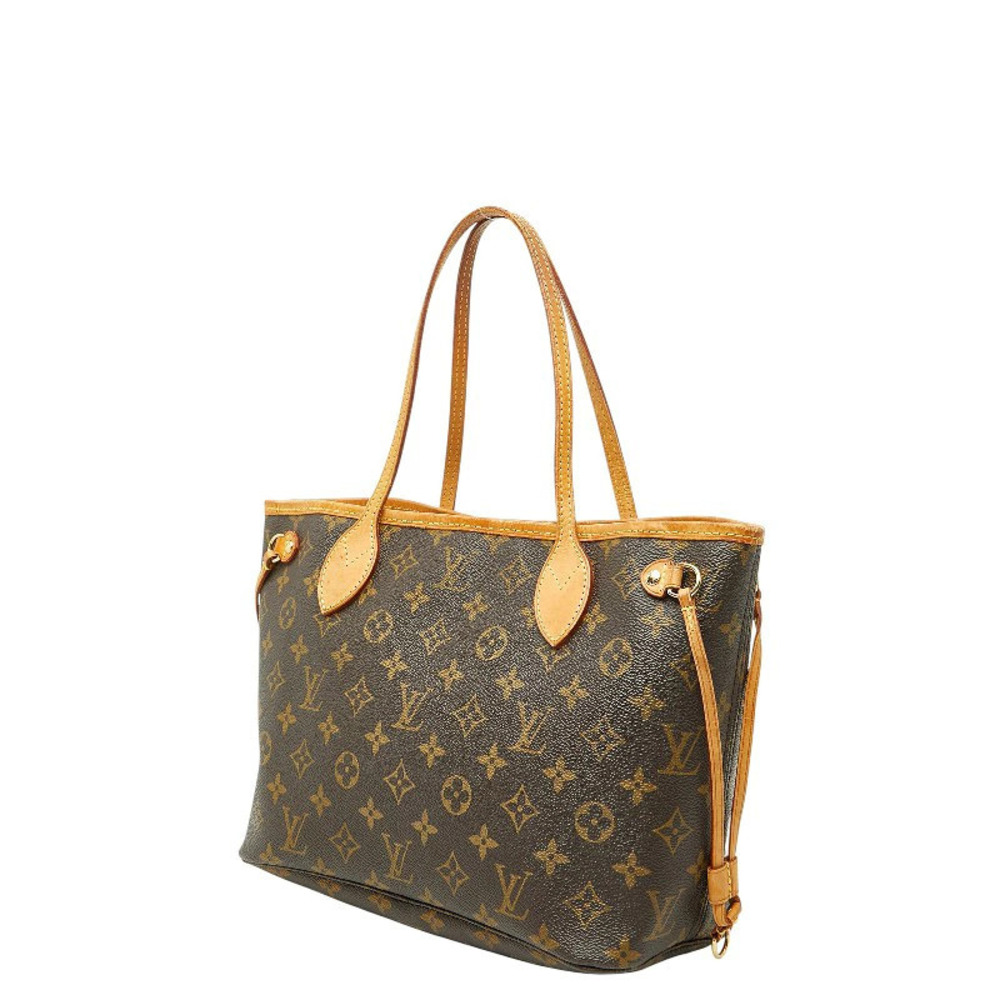 Louis Vuitton Bag Neverfull Leather Monogram Handbag Tote Brown